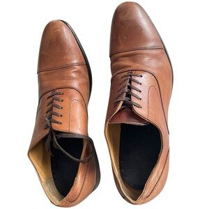 Aldo Men's Brown Leather Lace Up Almond Toe Dress Shoes - Size US 11